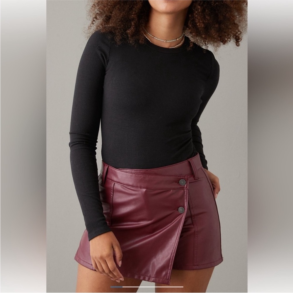 AE Burgundy Pleather Skirt